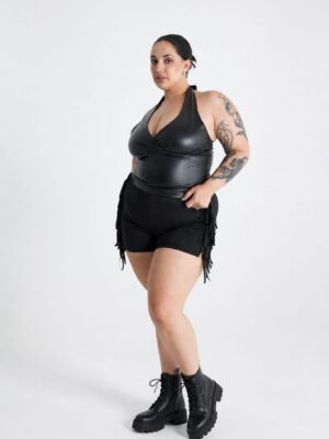 Short gamuza flecos