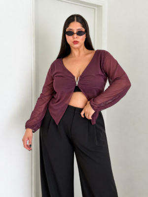 Blusa tul con hebilla V