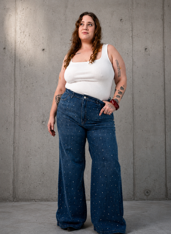 Jean wideleg strass