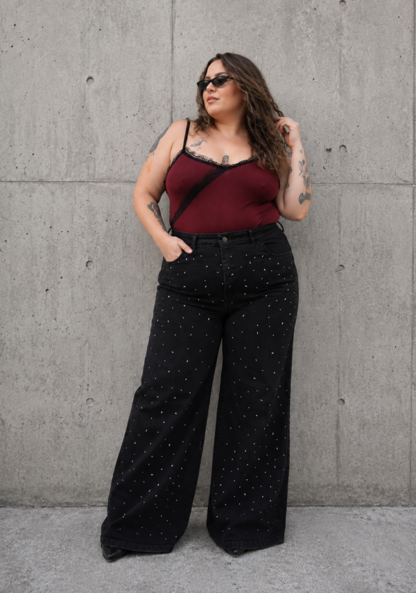 Jean wideleg strass